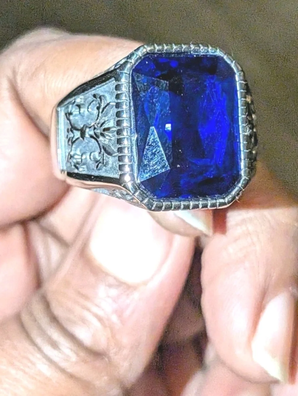 Retro Viking 5 Ct Lab Created Blue Sapphire Men's Ring 14K Silver Plated Sz 13